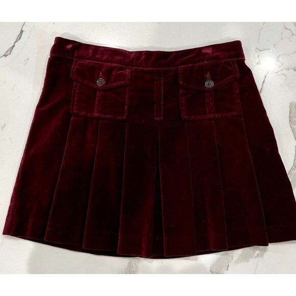 Juicy Couture Dresses & Skirts - Juicy Couture Jeans Patch Pocket Pleated Mini Skirt in Bordeaux Velvet Size P